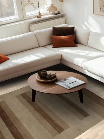 Modern Neutral Toned Gabbeh Area Rug 6x8 with Simple Stripe Pattern