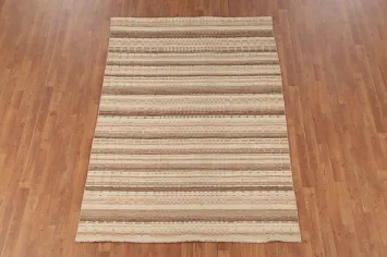 Striped Wool Modern Oriental Area Rug 5x8