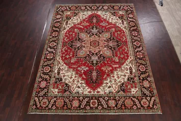 Geometric Heriz Serapi Vegetable Dye Oriental Area Rug 9x12