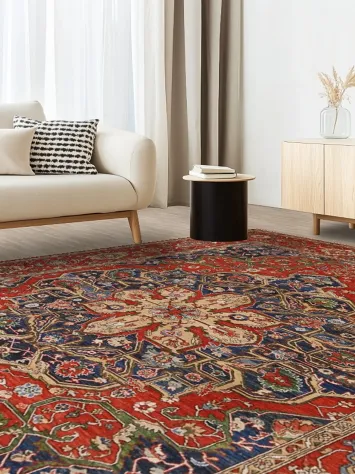 Geometric Heriz Serapi Vegetable Dye Oriental Area Rug 9x12