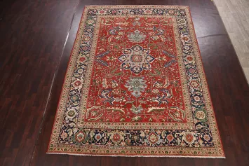 Floral Heriz Serapi Vegetable Dye Oriental Area Rug 9x12