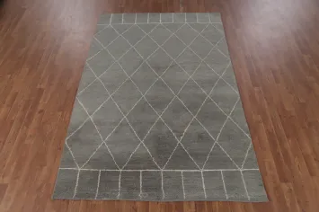 Wool Trellis Moroccan Oriental Area Rug 5x8