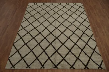 Diamond Grid Moroccan Area Rug 8x10 Perfect for Any Elegant Setting