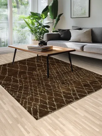 Luxurious Moroccan Area Rug 6x9 with Subtle Geometric Latticework