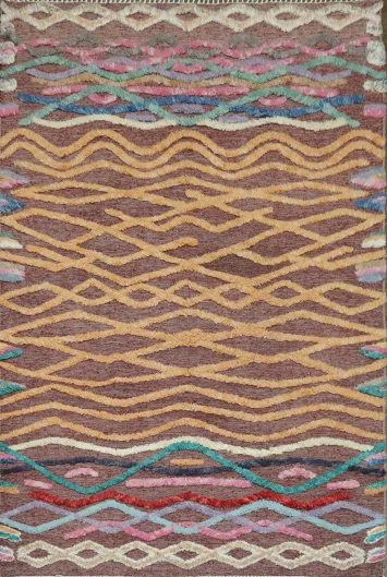 Vibrant Waves and Zigzag Motif on a Contemporary Rug 7x10