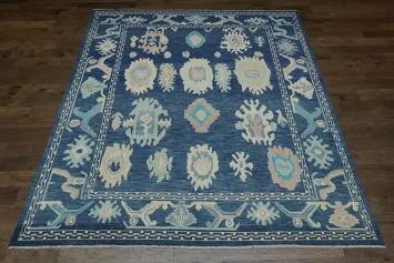 Midnight Blue Authentic Oushak Turkish Iconic Rug 9x11
