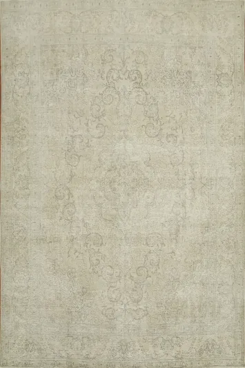 Vintage Distressed Muted Color Tabriz Persian Area Rug 10x13