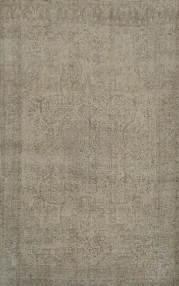 Ornate Tabriz Persian Area Rug 8x11 Melding Distressed Aesthetic and Style