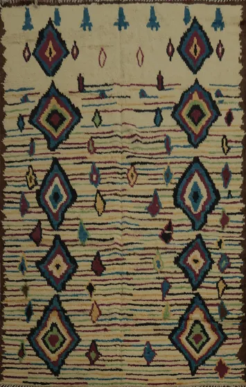 Luxurious Geometric Diamond Moroccan Area Rug 8x10