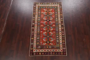 Pre-1900 Antique Vegetable Dye Kazak Oriental Area Rug 4x7