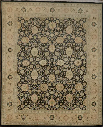 Traditional Black and Gold Masterpiece of Elegant Rug Craftsmanship 8x10