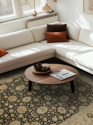 Traditional Black and Gold Masterpiece of Elegant Rug Craftsmanship 8x10