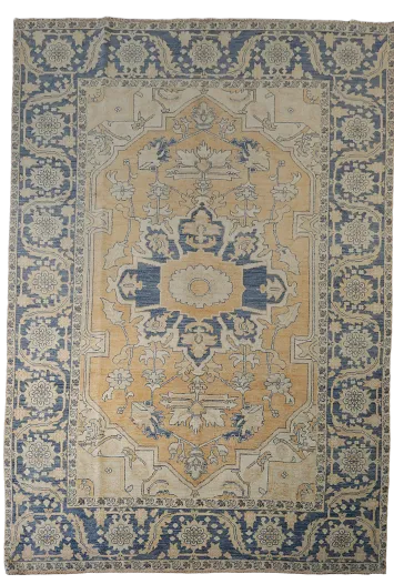 Antique-Style Rug Heriz Serapi Muted Color Living Room Rug 7x11 ft