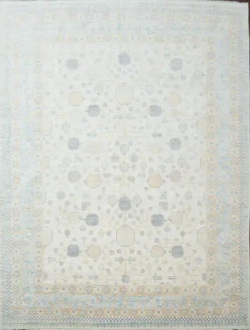 Vegetables Dye Geometric Khotan Oriental Area Rug 9x12