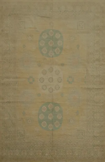 Artisan Crafted Khotan Vegetable Dye Area Rug 9x12 with a Modern Twist