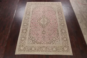 Pink Floral Kashan Persian Area Rug 8x11