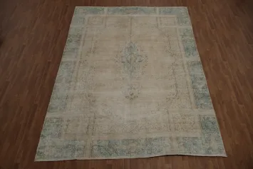 Distressed Vintage Kerman Persian Area Rug 9x12