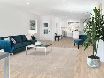 Muted Distressed Geometric Tabriz Persian Area Rug 7x10