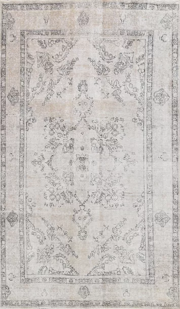 Distressed Floral Tabriz Persian Area Rug 7x10