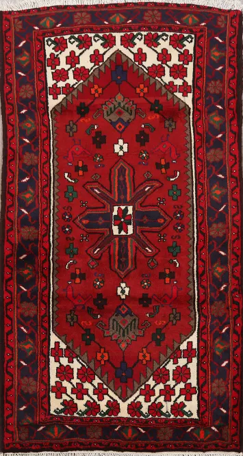 Tribal Geometric Hamedan Persian Area Rug 3x5