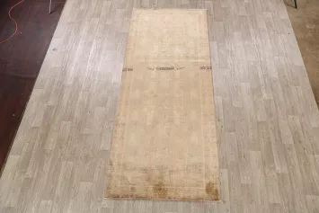 Distressed Geometric Ardebil Persian Runner Rug 4x10