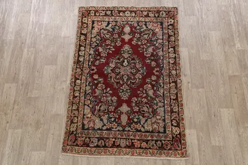 Pre-1900 Antique Floral Mahal Persian Area Rug 4x6
