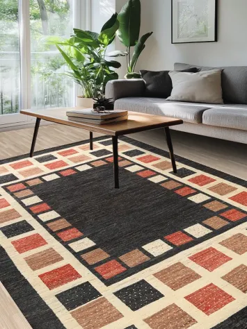 Checkered Gabbeh Kashkoli Oriental Area Rug 7x10