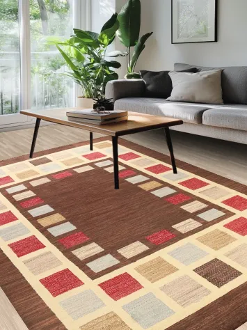 Checkered Gabbeh Kashkoli Oriental Area Rug 6x9