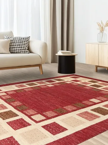 Checkered Gabbeh Kashkoli Oriental Area Rug 7x8