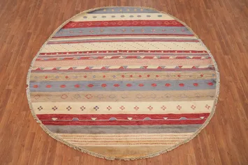 Striped Gabbeh Kashkoli Oriental Area Rug 8x8 Round