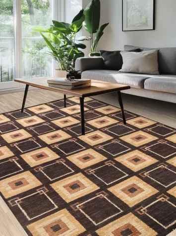 Modern Geometric Gabbeh Kashkoli Oriental Area Rug 7x10