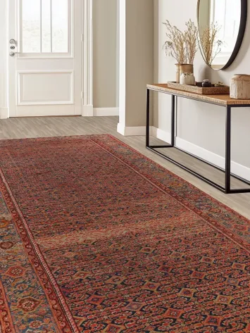 Pre-1900 Vegetable Dye Malayer Persian Runner Rug 6x16