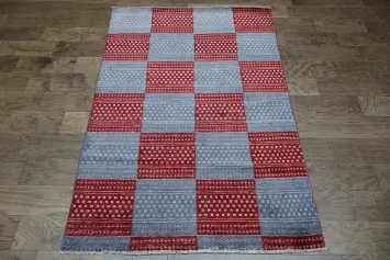 Checkered Gabbeh Kashkoli Oriental Area Rug 4x6