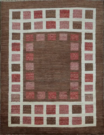 Checkered Gabbeh Kashkoli Oriental Area Rug 5x6