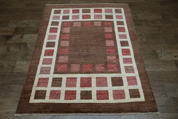 Checkered Gabbeh Kashkoli Oriental Area Rug 5x6