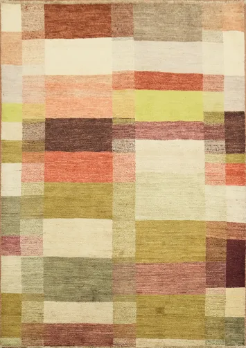 Patchwork Style Carpet in Harmonious Earthy and Pastel Colors 6x8 ft