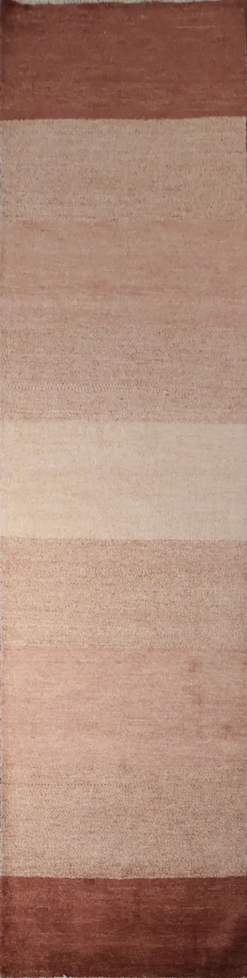 Striped Ombre Patterned Runner Rug in Soothing Beige Tones 3x10 ft