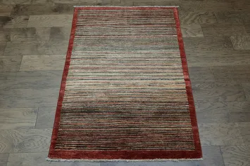 Modern Striped Gabbeh Kashkoli Oriental Area Rug 3x5