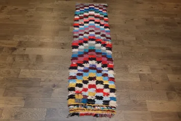 All-Over Checkered Moroccan Oriental Runner Rug 2x9