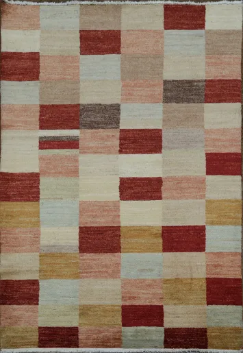 Checkered Modern Gabbeh Kashkoli Oriental Area Rug 4x6