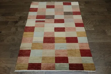 Checkered Modern Gabbeh Kashkoli Oriental Area Rug 4x6