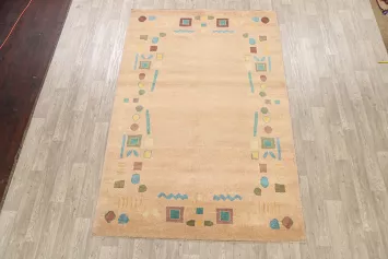 Modern Gabbeh Kashkoli Oriental Area Rug 6x9