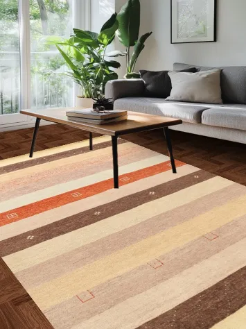 Modern Gabbeh Kashkoli Oriental Area Rug 6x10