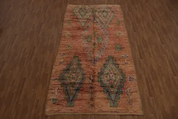 Bohemian Style Moroccan Area Rug 6x13 with Warm Terracotta Hue