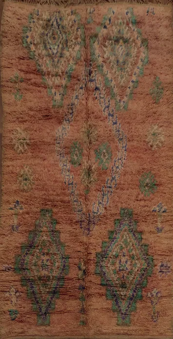 Bohemian Style Moroccan Area Rug 6x13 with Warm Terracotta Hue