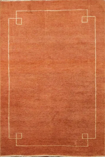 Modern Bordered Gabbeh Kashkoli Oriental Area Rug 6x8