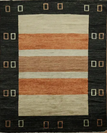 Modern Striped Gabbeh Kashkoli Oriental Area Rug 6x9