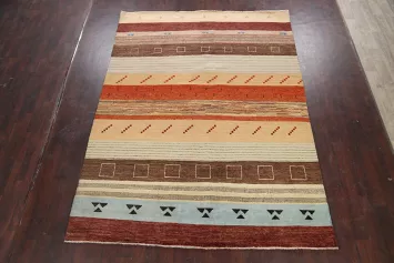 Modern Striped Gabbeh Kashkoli Oriental Area Rug 8x11