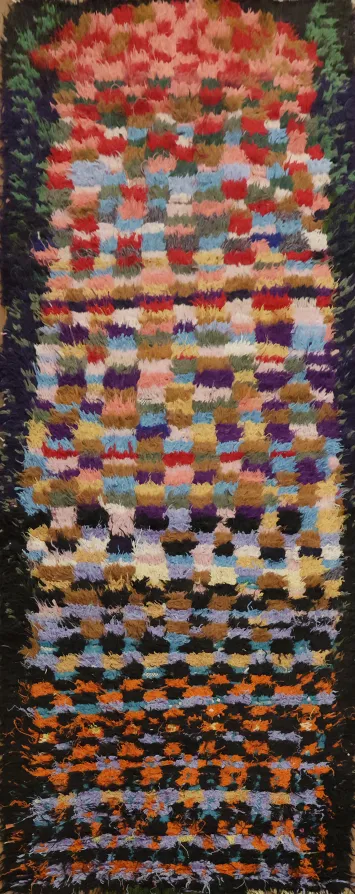 Checkered Moroccan Oriental Runner Rug 3x9