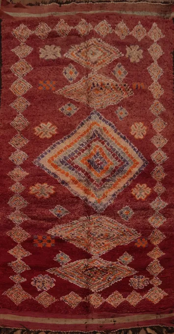 Cozy and Unique Handcrafted Geometric Moroccan Area Rug 5x11